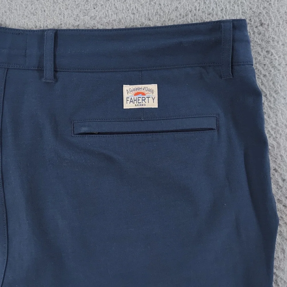Faherty All Day Shorts Mens 36 Blue Stretch Chino Drawstring Beach Casual Summer